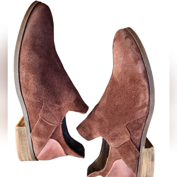 Diba True Ankle Boots Boho Suede Leather Flat Bootie Cottage Fairy Burgundy 10 - Picture 8 of 14